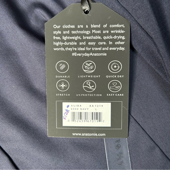 New Anatomie Womens Navy Alida Button Down Poplin Shirt Stretch Quick Dry Sz L - Picture 9 of 12